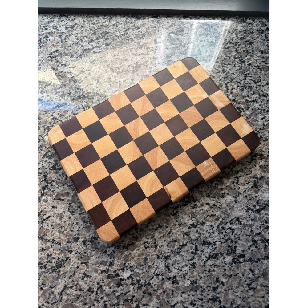 MacKenzie-Childs Courtly Check Wood Cutting Board End Grain Butcher Block
